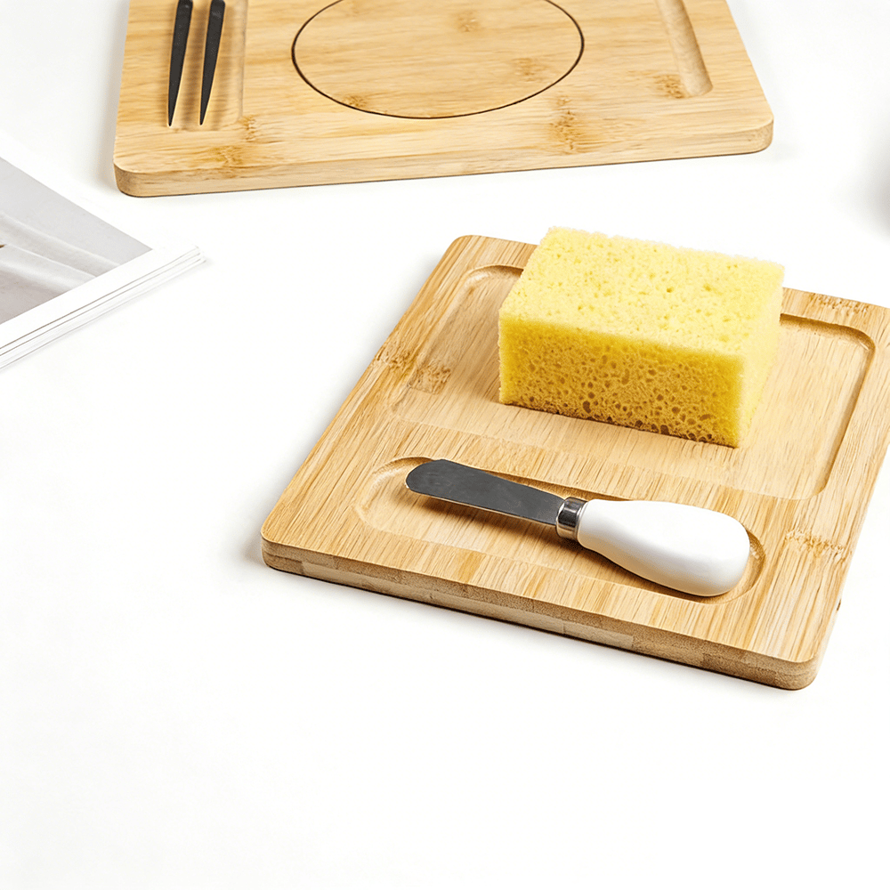 🧈 Square Glass Butter Dishe with Bamboo Base