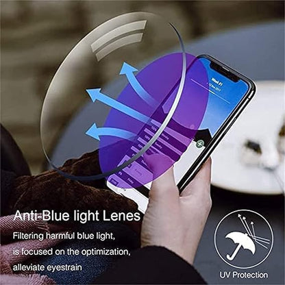 Color Glint Sapphire High Hardness Anti-blue Progressive Far And Near Dual-Use Reading Glasses