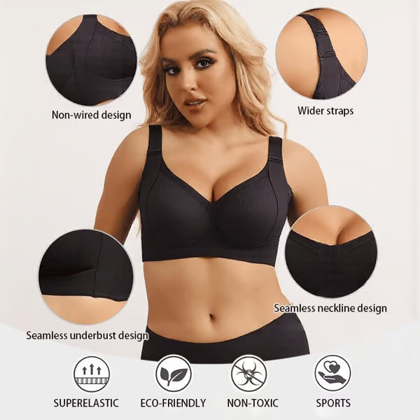 Women's Ribbed Push Up Adjustable Wireless Bra