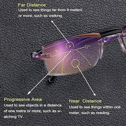 Color Glint Sapphire High Hardness Anti-blue Progressive Far And Near Dual-Use Reading Glasses