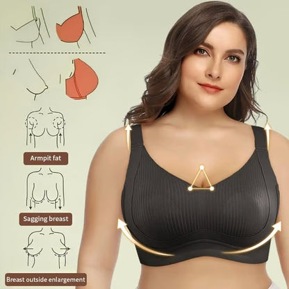 Women's Ribbed Push Up Adjustable Wireless Bra