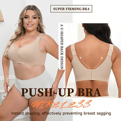 Women's Ribbed Push Up Adjustable Wireless Bra