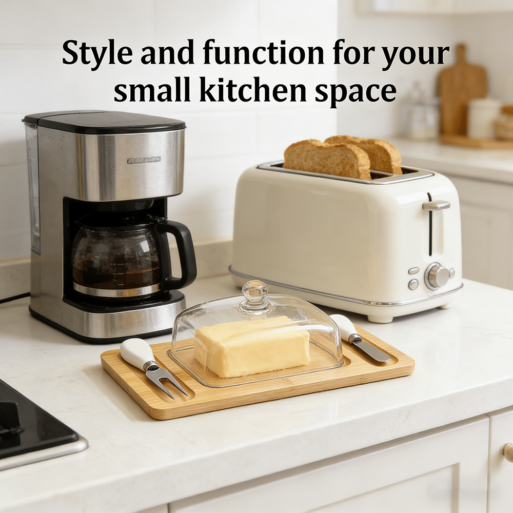 🧈 Square Glass Butter Dishe with Bamboo Base