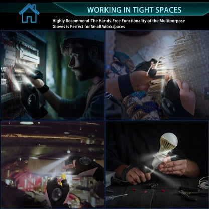 Hands-Free LED Flashlight Waterproof Gloves